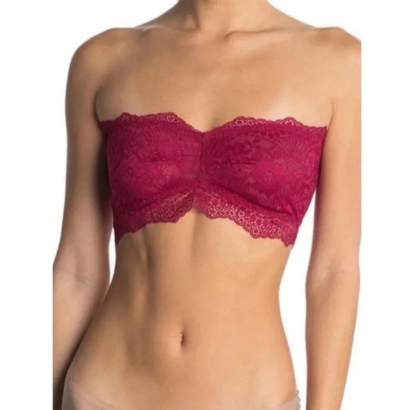 NWT Free People Small Lacey Looks Bandeau Burgundy Red - Picture 1 of 5